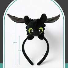 Universal Pictures Cute Cartoon Toothless Plush Headband, Official Authorized, Soft Animal Plush Headband, Funny Plush Headpiece Hair Accessories For Adults/Kids