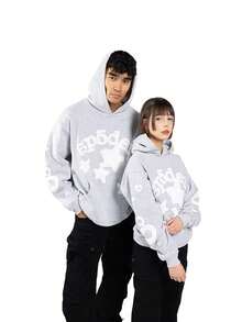 Hip-Hop Star Pattern Hoodie, Y2K Retro Pullover With Star Print. Suitable For Both Men And Women With Large Pockets. Suitable For Couples And Halloween Costumes. - màu đen - Xem 3