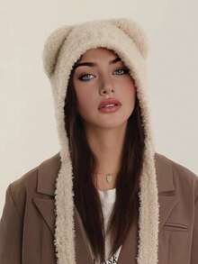 1 pezzo Paraorecchie a forma di orecchie d'orso carino per donna, berretto invernale spesso e soffice in pelliccia sintetica, adatto per attività all'aperto, viaggi e ciclismo