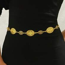 Middle East Fashion Metal Engraving Waist Chain Women's Retro Popular  Versatile Suit Skirt Accessories - TL0131小版古銀色 - 查看 10