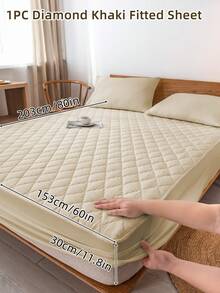 1pc Fitted Sheet, Bedding, Bed Sheet, Waterproof  Fitted Sheet, Skin-Friendly Mattress Cover, Soft And Comfortable Bedding For Bedroom, Room Decor, Halloween Decor, Christmas Decoration, 11.8 Inch Deep Pocket Cooling Breathable Quilted Fitted Sheet For All Seasons, For Single, Twin, Full, Queen And King Size, Solid Color Mattress Protective Cover, Dustproof, Comfortable And Machine Washable - 彩色 - 查看 113