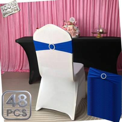 48PCS Stretch Lycra Spandex Chair Sashes With Slider Buckles – Ideal For Wedding Chair Bows, Chair Bands & Chair Ties | Suitable For Party, Feast, Banquet, Hotel, Cake Display, Home, Restaurant, Event, Bridal Shower & Baby Shower | Perfect Matching Accessory For Folding Chair Covers, Tablecloth Covers, Backdrops, Carpets & DIY Decorations