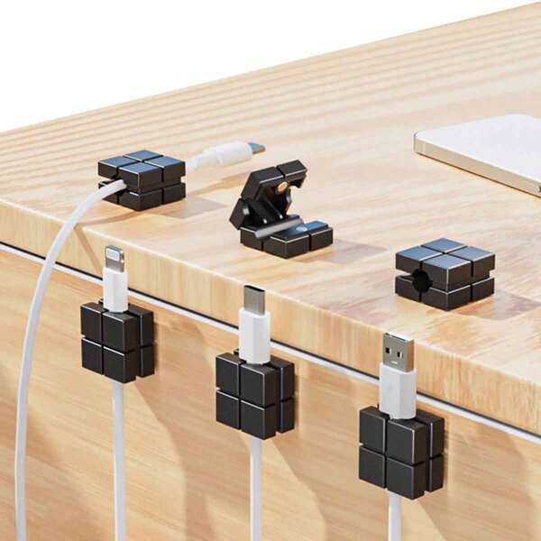 3pcs Magnetic Desktop & Car Charging Cable Organizer Clips, Phone Charger Cord Holder