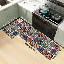 Tapete xadrez vintage de 1 peça, tapete de drenagem de poliéster para cozinha, sala de estar, entrada, varanda, decoração de casa, antiderrapante, adequado para cafeteria, bar, feriado, festa, quarto, banheiro - Multicolorido - Ver 12