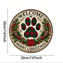 8x8 Inch Round Metal Welcome Paw Print Wall Decor, Suitable For Bars, Cafes And Clubs, Perfect Room Decoration, Random Hole Style - Multicolor - View 8