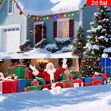 2D Flat Christmas Banner, 1PC Holiday Banner, Christmas Porch Banner, Fabric Christmas Banner, Holiday Banner, Santa Claus Gift Long Banner, Party Banner, Christmas Party Banner