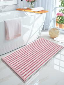 DAJIANG 1pc Flocked Bathroom Mat Carpet, Retro Floral & Rainbow Striped Bohemian Style Area Rug, Non-Slip TPR Bottom, Soft Absorbent Comfortable, Suitable For Bathroom, Shower, Kitchen, Living Room, Dorm, Dining Room, Home Decor, Festival Decor, Thick, Autumn/Winter, Thanksgiving Decoration Christmas Decor Kitchen Rug