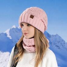 1 Stück Herbst/Winter Thermisch gefütterter gestrickter Beanie Hut & Halswärmer Set, Unisex weicher windundurchlässiger thermischer Schal Skimaske, 4 Farben erhältlich - Ideales Geschenk für Muttertag, Unabhängigkeitstag, Vatertag, Musikfestival, Stierkampf, Edinburgh International Festival, Halloween, Bonfire Night, Weihnachten, Valentinstag, Neujahr Flauschiges Valentinsgeschenk - Verschiedenfarbig - Übersicht 9