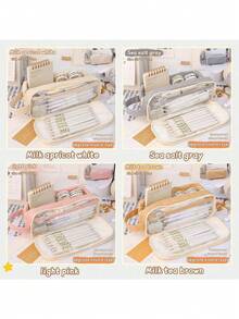 Sanrio 1PC Multi-Layer Waterproof Transparent Pencil Case 2 Styles Available (Normal Style And Upgraded Style) Large Capacity Student Stationery Storage Bag Cosmetic Bag School Office Supplies Stationery,Back To School,School Supplies,Pencil Pouch,School Bag Random Delivery