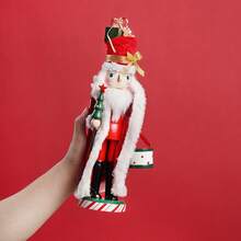 1pc Santa Claus Nutcracker Doll Soldier Christmas Ornament Xmas Gift Handcraft Nutcracker Puppet Statue Home Office Decoration - Red - View 13