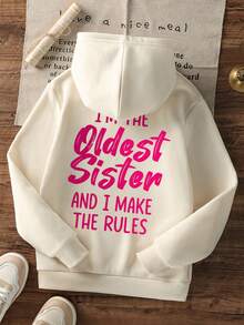 Áo nỉ dài tay in họa tiết, lót giữ nhiệt, dành cho bé gái tuổi teen, thích hợp mặc mùa thu/đông. - Màu be - Xem 3