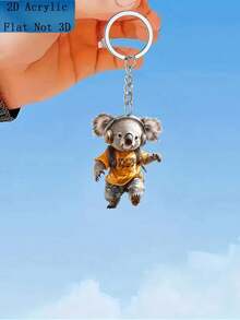 Ein Känguru mit Kopfhörern 2D Kristall Anhänger - lebendiges gelbes Outfit, lustiges Auto Accessoire. Perfekt für Zuhause, Rucksack, Schlüsselanhänger Dekoration. Ausgezeichnete Geschenkidee. Rucksack Dekoration | Süßes Design | Kristall Taschenlanyards mit ID-Halter Auto Accessoires Taschencharms