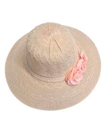 ET-ONE Women's Beach And Sun Flower Decor Hat - 淺粉紅色 - 查看 7