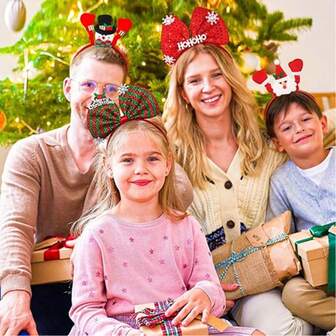 5pcs/10pcs Christmas Headbands And Costume Headwear, Deer Ears, Xmas Santa Christmas Accessories Decorations Party Favors, Cute Christmas Head Hat Toppers, Great Fun And Festive For Christmas Party Favors And Holiday Photos Booth