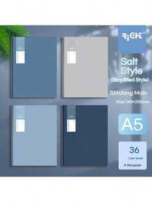 4 件 A5/B5 笔记本，36 页/本，适合学生和教师的可爱日记本，颜色随机，开学、办公室、日常笔记必备，适合学生、教师、办公室职员、子弹日记爱好者，适用于学校、办公室、家庭、日记