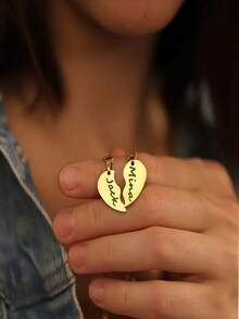 Customized Love Pendant Necklace With 2 Heart-Shaped Stainless Steel Personalized Women's Necklaces, Elegant For Couples To Wear Daily, Suitable For Valentine's Day Gifts And Commemorative Gifts For Wives