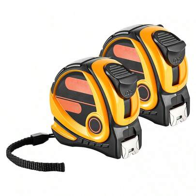 2 Packs Tape Measure 25ft Retractable Imperial Metric For Outdoor Decoration Retractable, Imperial And Metric Ft/M Dual-Scale & ABS Case & Easy Read Steel Measurement Tool,For Outdoor,Decoration