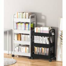 4-Tier Rolling Storage Cart With Handle, Multipurpose Organizer Trolley For Office, Living Room, Kitchen, Bathroom Accessories And Home Decor, Plastic Material, Not Suitable For Heavy Items, Refer To Actual Product Dimensions
