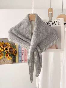 قطعة واحدة وشاح/شال مثلث من خليط الصوف المحبوك دافئ وعملي للنساء، مناسب للمواعيد والتسوق والخروجات اليومية