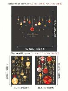 1 Set Christmas Window Stickers, Static Stickers, Christmas Ball Waterproof Plastic Holiday Decorations, Snowflake And Holiday Hanging Decorations For Glass Surface, Suitable For Shops And Homes - Perfect For Holiday Decoration
