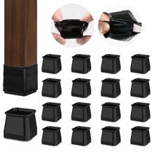 8/24 piezas Protectores de piso cuadrados para patas de silla, deslizadores de muebles de fieltro gris avanzado, fundas para patas de silla negras, duraderos y reforzados para una mayor protección de pisos de madera dura, reducción de ruido, sin rasguños