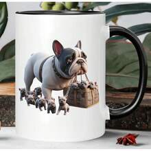1pc 11oz Ceramic Coffee Mug - Insulated Reusable French Bulldog & Puppies Design With Adorable Mother & Puppies, Hand-Wash Only, Perfect Gift For Dog Lovers, Men & Women, Dog Mugs, Warm Drinks Container - French Bulldog and Puppies - View 5