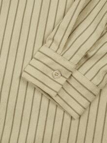 ii Early Autumn Corduroy Texture Casual Striped Long Sleeve Shirt