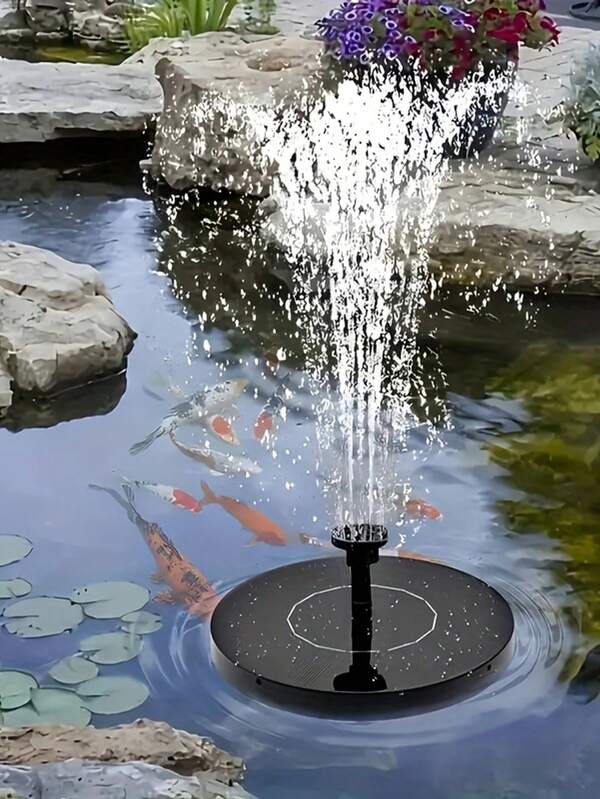 1 pieza Bomba de fuente solar, bomba de fuente de baño de pájaros con flor de loto, con 6 boquillas, bomba de fuente solar para baño de pájaros, jardín, estanque, piscina, decoración de jardín
