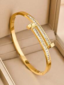 3 件/套 18K 金色金属四叶花和三叶草不锈钢手链，多层镶嵌水钻手镯，适合日常佩戴、休闲、送给爱人、朋友、亲戚、派对、海滩、婚礼、音乐节的礼物 - 金色 - 查看 15