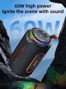 ZEALOT MP1 60W High-Power Wireless Speaker, Portable Outdoor Subwoofer With 1 Speaker, 8000mAh Battery, RGB Lights, SD Card/USB/AUX Support, Dual Speakers, Hands-Free Calling, Compatible With Phones/Tablets/TVs/Computers, Suitable For Outdoor Parties, Home Gatherings, Beach Parties