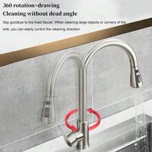 Kitchen Faucet With Pull Down Sprayer, Brushed Nickel High Arc Single Handle Kitchen Sink Faucet For Pot Filler, Stainless Steel Commercial Modern Rv Farmhouse Camper Laundry Bar Sink Faucets - Silver - View 4