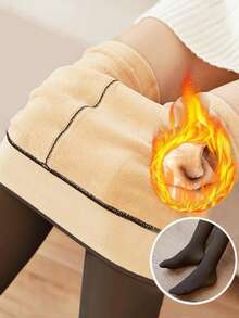 1双女士300克/220克/80克性感透明黑色连裤袜，商务性感秋冬款，保暖内衬（适合0-15°C） - 黑色 - 查看 1