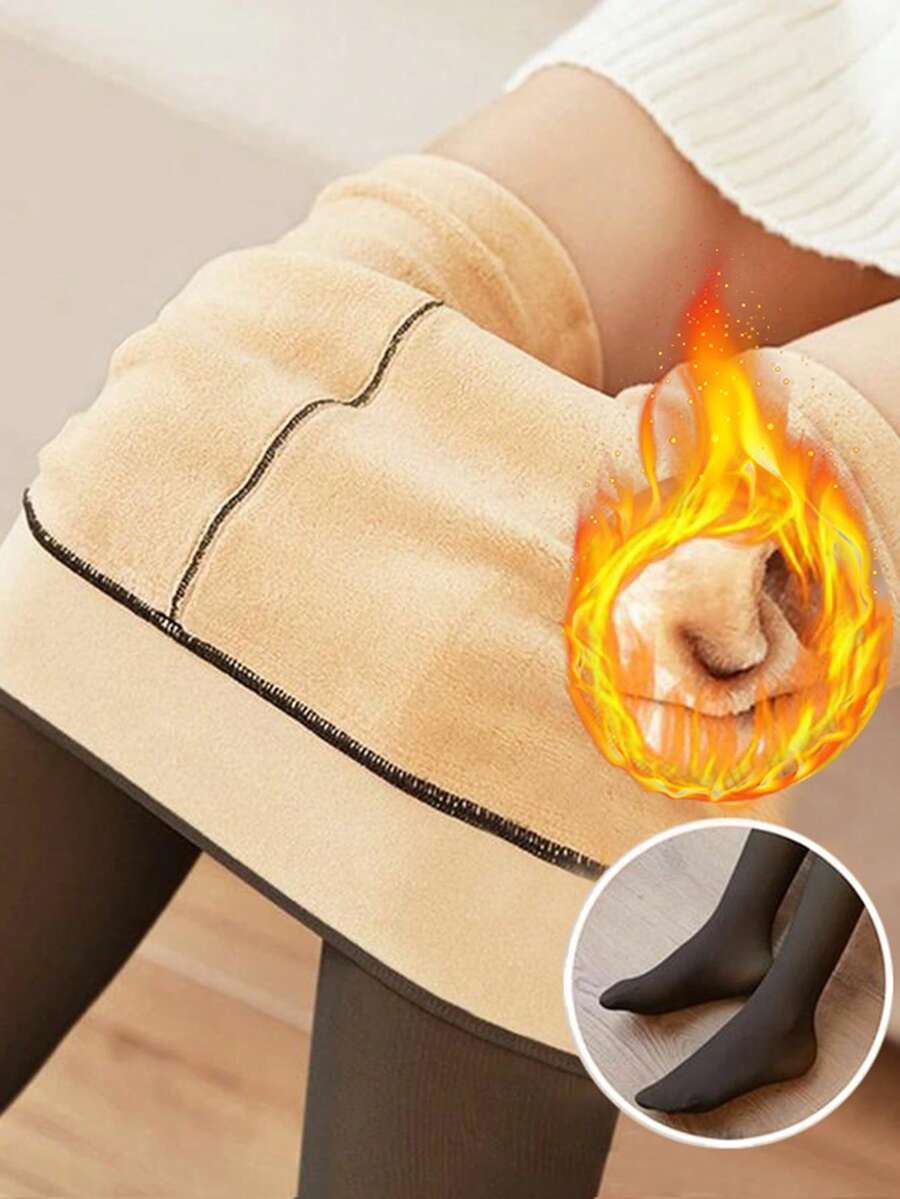 1双女士300克/220克/80克性感透明黑色连裤袜，商务性感秋冬款，保暖内衬（适合0-15°C） - 黑色 - 查看 1