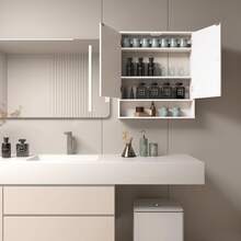 Bathroom Wall Cabinet,Modern Wall Mount Bathroom Cabinet Organizer Over The Toilet Storage With 2 Doors Adjustable For Bathroom, Living Room, Kitchen, Entryway,Laundry Room Home Furniture.Storage Cabinet - white02 - 查看 5