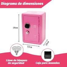 Mini caja de efectivo de metal con Cerradura y Ranura para Monedas Deposit Box Office  School Supplies Office Furniture  Accessories Office Supplie - Rosa - Ver 2