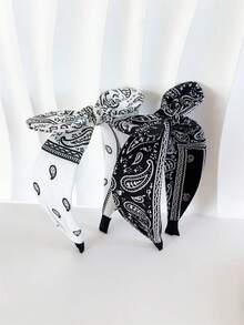 1 件/2 件夏季女士可爱面料佩斯利印花兔耳宽头带，高冠压力发饰头巾，适合连衣裙、海滩度假、日常外出、发饰配件头饰波西米亚风优雅可爱、发带、发箍 - 彩色 - 查看 11