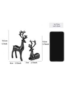 2pcs/Set European Luxury Auspicious Deer Resin Decor, Home Wealth Ornament, Suitable For Wine Cabinet, Entrance, TV Cabinet, Tabletop, Home Decor, Bedroom, Office, Dorm, Storage, Wedding, House Decoration, Jewelry Storage, Party Decor, Ideal Christmas Gift