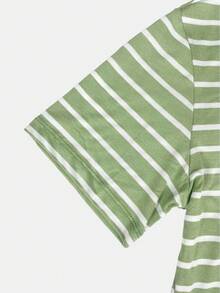 K&K FASHION Basic Striped T-Shirt Blouse - Verde Oliva - Ver 4