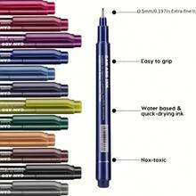 12-Color Micron Graphics Scalable Pen - Ultra-Fine 0.5 Mm / 0.197 Inch Tip, Water-Resistant, Quick-Drying Ink, Easy To Hold - Suitable For Students And Artists