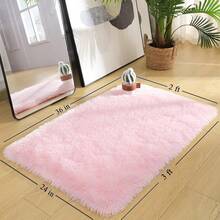 Soft Modern Indoor Shaggy Area Rug For Bedroom Livingroom Dorm Kids Room Home Decorative, Non-Slip Plush Fluffy Furry Fur Rugs Comfy Nursery Accent Floor Carpet 2x3 Feet, Pink - 粉色 - 查看 3