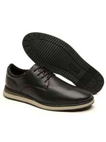 Men's Casual Oxford Dress Shoe Modern Derby Style With Laces Comfortable Sole Versatile Current - 黑色 - 查看 3