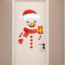 1 Peça Adesivo de Natal, Decorar Armários, Portas, Geladeiras, Paredes, Autoadesivo, Semigloss, Variedade de Designs Incluindo Papai Noel, Rena, Boneco de Neve, Adequado para Decoração Temática de Natal