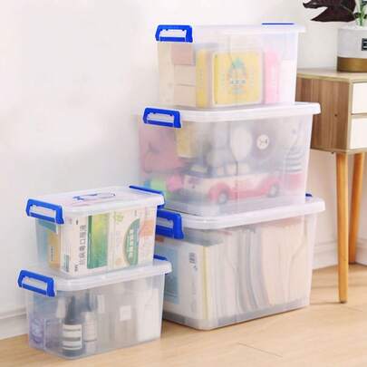 Plastic Storage Box Clear, Multi-Purpose Storage, With A Lid , Ideal For Home, Office, School And Arts And Crafts Storage