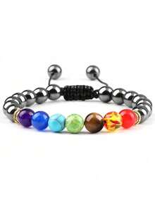 ZIRUISP 7脉轮疗愈石串珠手链可调节天然宝石珠子男女款冥想瑜伽精神能量平衡礼物 - 彩色 - 查看 11