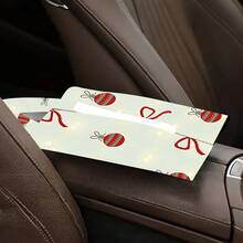 1 pieza/2 piezas/4 piezas Soporte para toallas de papel con estampado de elementos navideños - Bolsa de almacenamiento de toallas de papel de tela de poliéster rectangular, regalo de Navidad, decoración navideña, con cuerda colgante, adecuado para sala de estar, dormitorio, baño y automóvil, accesorio de decoración del hogar de moda, patrón elegante, estructura duradera, almacenamiento funcional