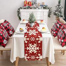1pc Cute Christmas Snowflake Table Runner, Suitable For Kitchen, Dining Table, Christmas, Thanksgiving, Home Party Decoration