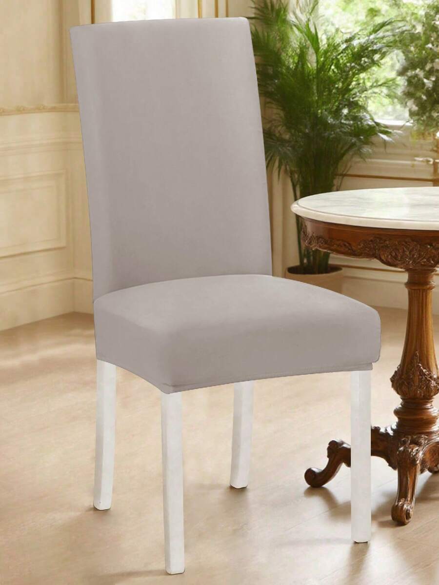 1/4pcs High Elastic Solid Color Milk Silk Chair Cover, Stretch Dust-Proof And Waterproof, Suitable For All Seasons - Black - View 1