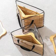 2pcs (1pc Hanger Storage Bag + 1pc Blanket Storage Bag), Transparent With Black Trim Wardrobe Storage Organizer Bags, Multi-Functional Storage Set For Hanging Clothes, Blankets, Garment Organization, Keep Your Closet Neat