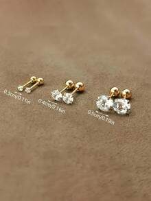 1 Paar Mini 14 Karat Vergoldete Ohrstecker mit Kubikzirkonia, elegante funkelnde Mädchen Ohrringe, künstliche Kristall Dekoration, Heilkristalle bringen Glück