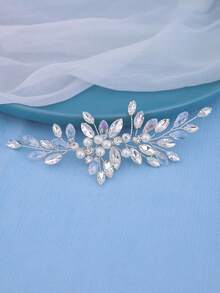 1 pieza Diadema de vidrio elegante, accesorio para el cabello de novia y boda, adecuado para todas las estaciones - blanco plateado - Ver 5